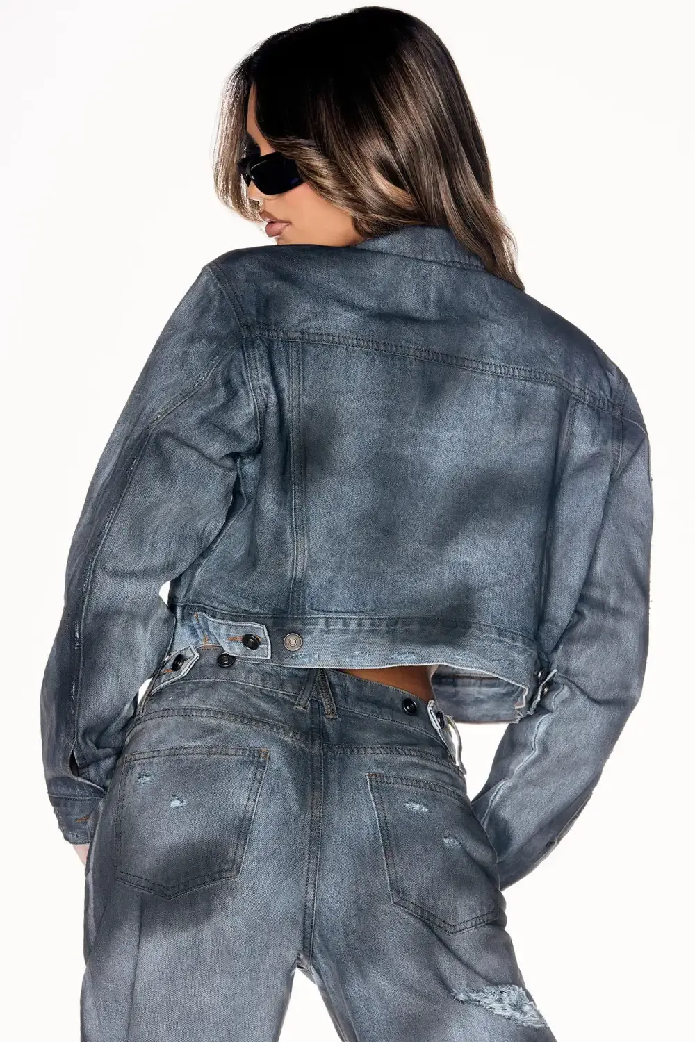 Kensington Crop Denim Jacket - Blue/Black
