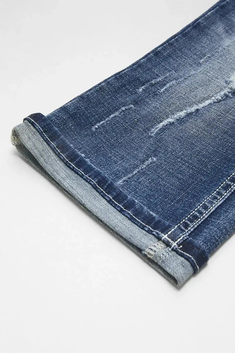 Wash Ripped Roll Hem Mid Waist Straight Leg Capri Jeans