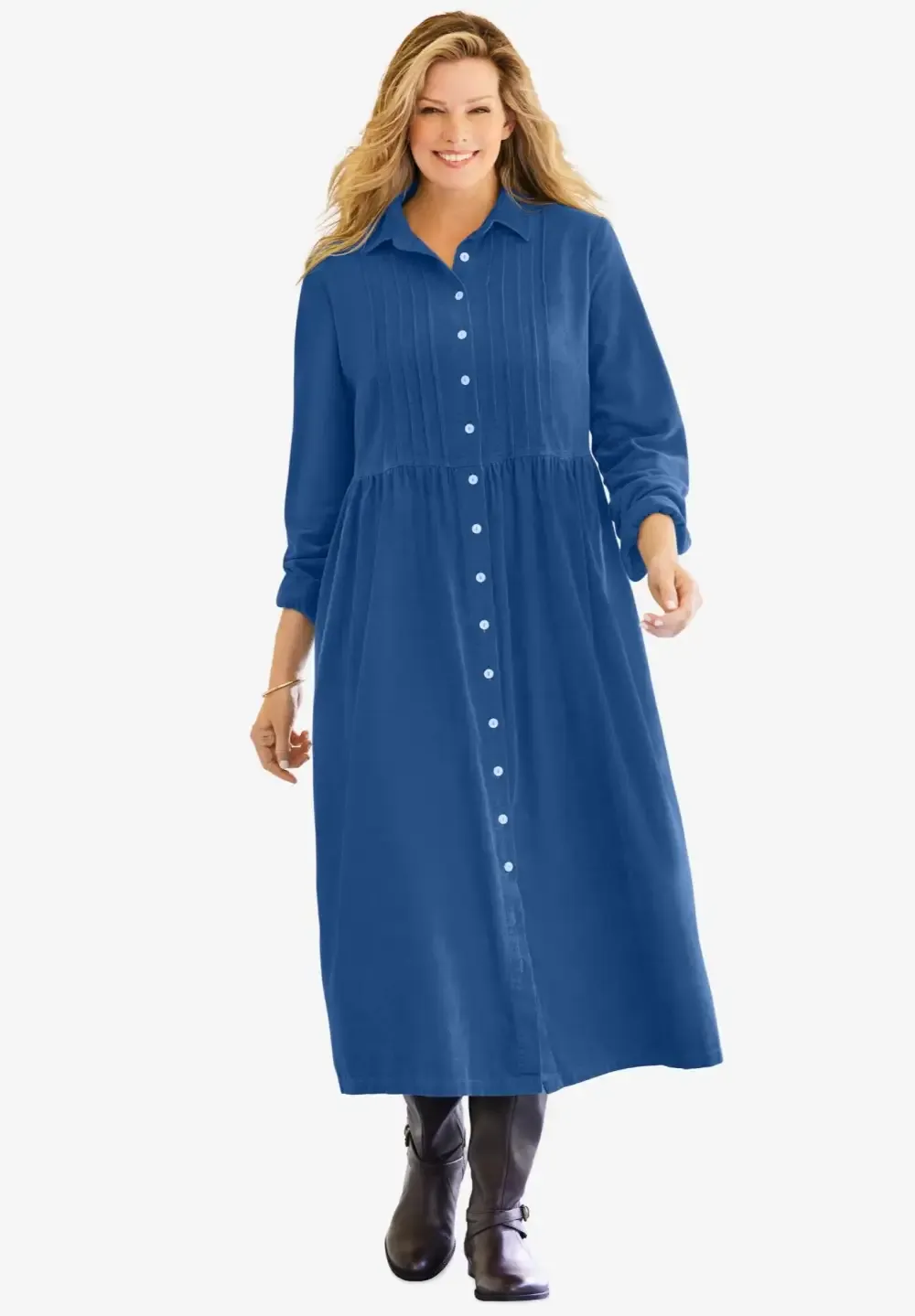 Button Front Corduroy Dress