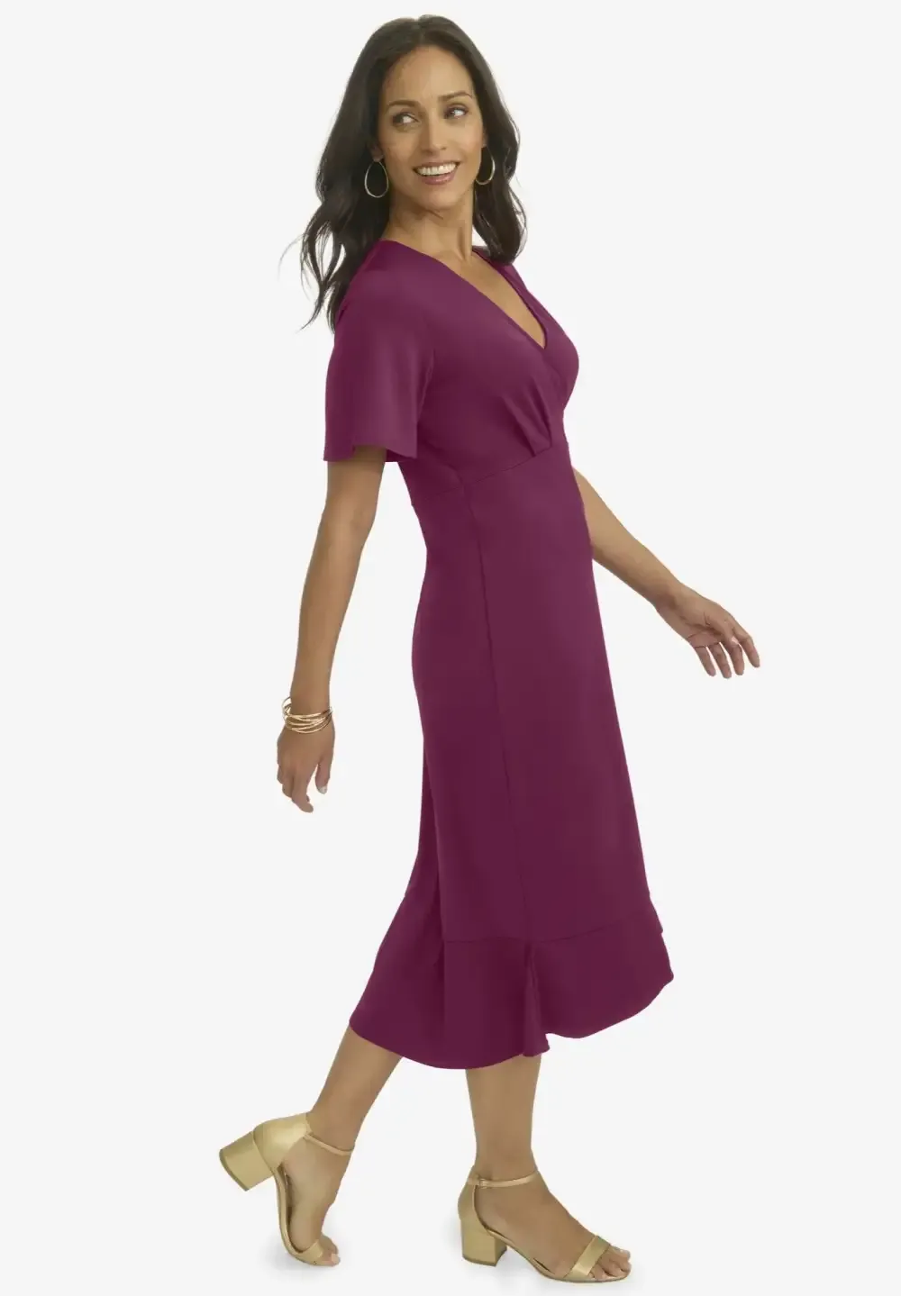 Flounce Hem Midi Dress