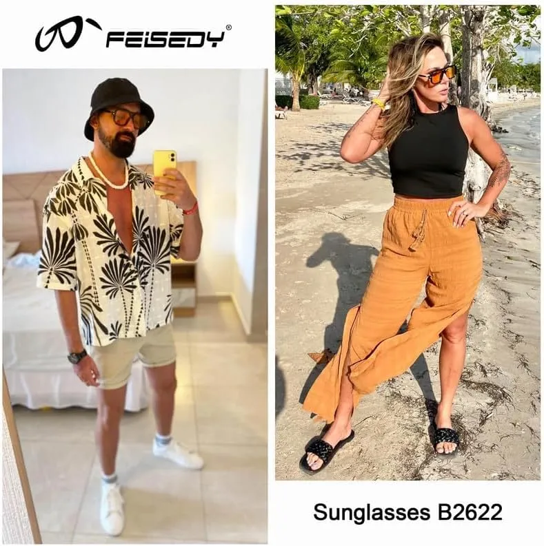 FEISEDY Vintage Square 70s Flat Aviator Sunglasses Women Men Classic Retro Stylish Frame UV400 Sunglasses B2622