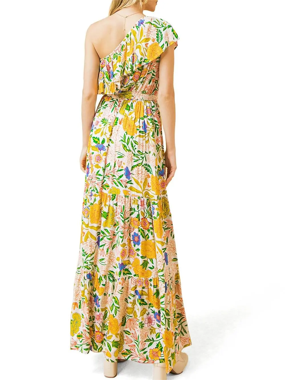 Multicolor One - Shoulder Maxi Dress