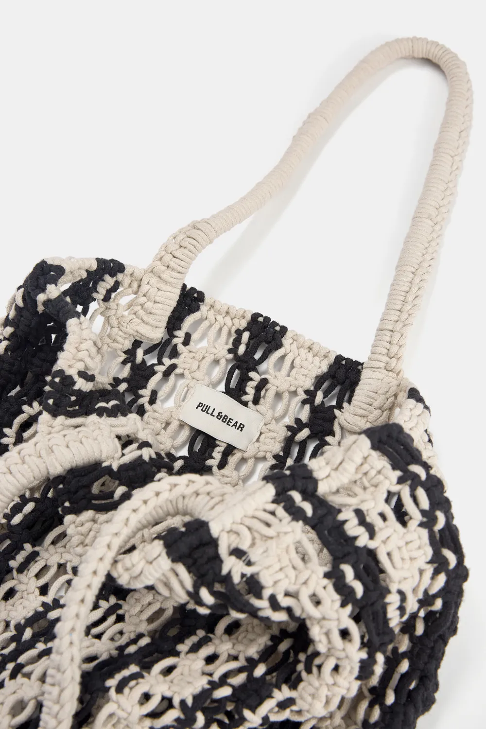 Bolso shopper rayas macramé
