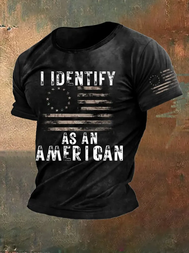 Men'S Shirt I Identify As An American Short-Sleeved T-Shirt