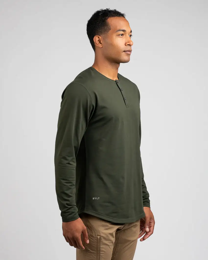 Henley Drop-Cut Long Sleeve: Lux