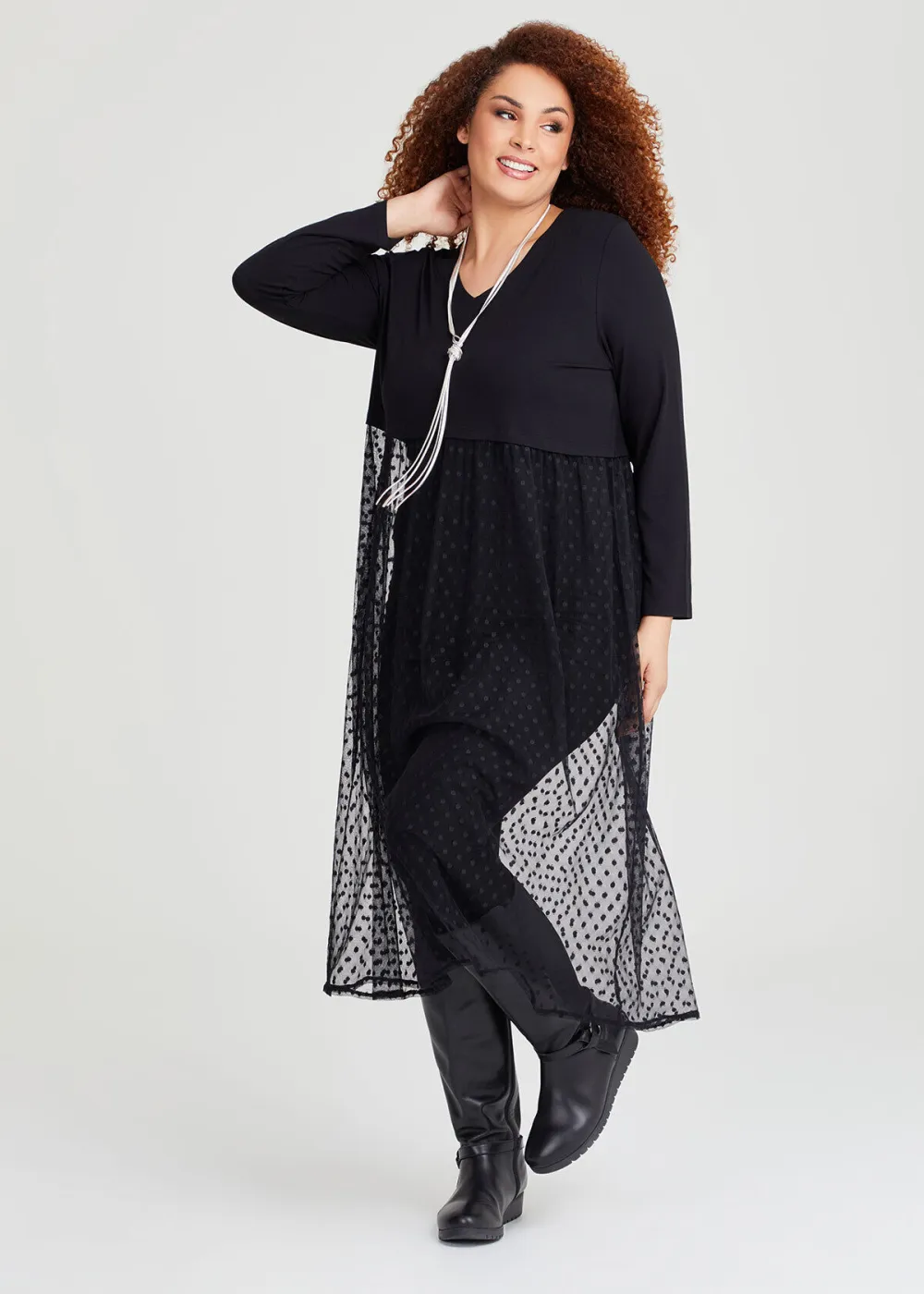 Texture Play Mesh Dress