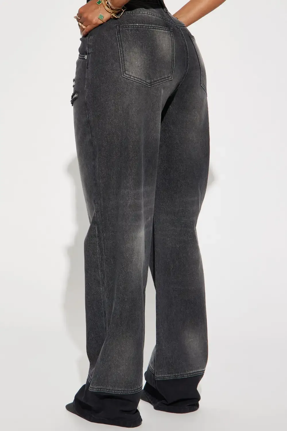 On Sight Ripped Baggy Jeans - Black Wash