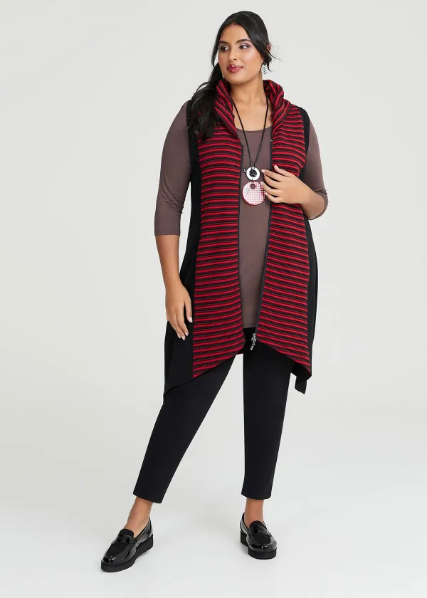 Zip Quilted Knit Spliced Vest