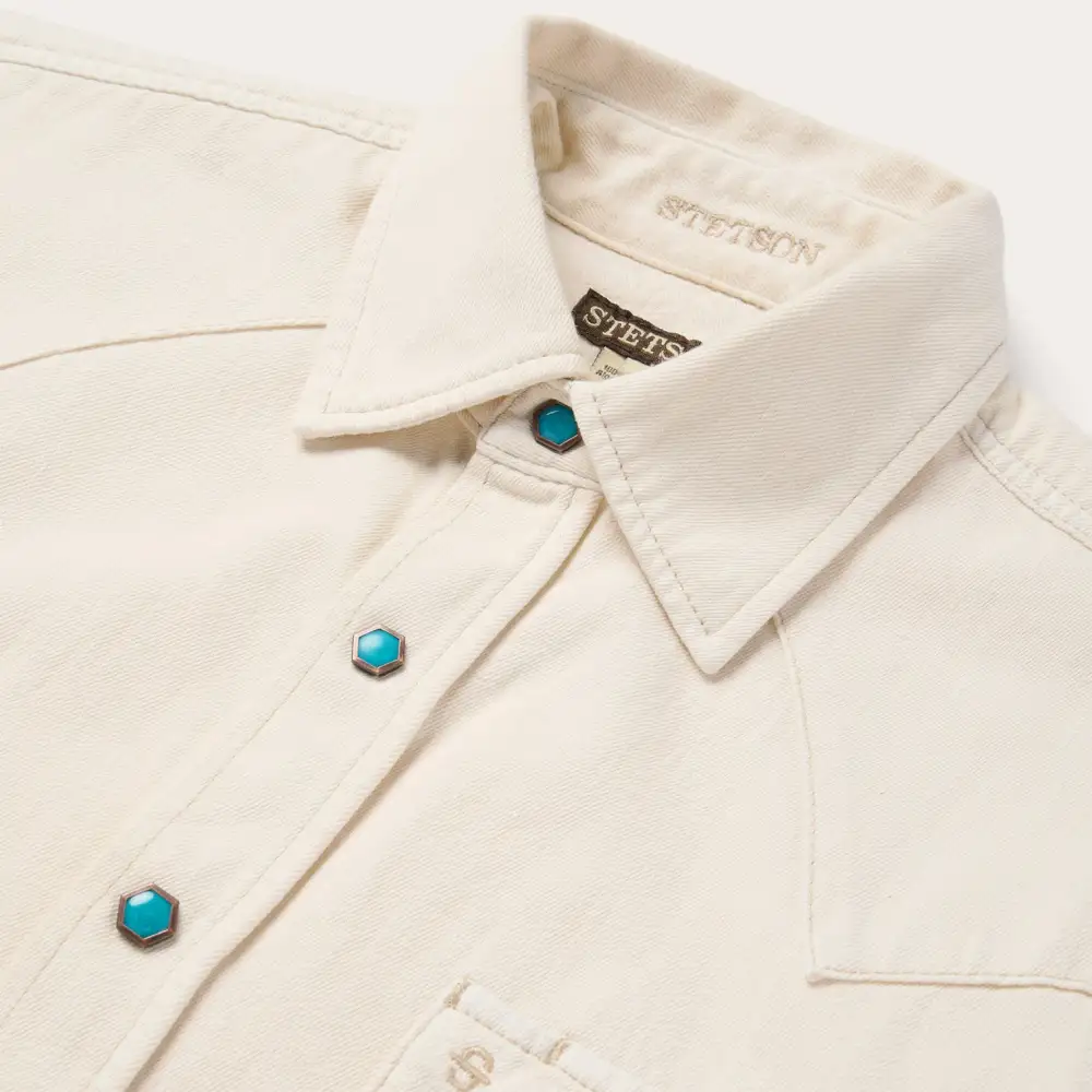 Turquoise Snap Western Denim Shirt
