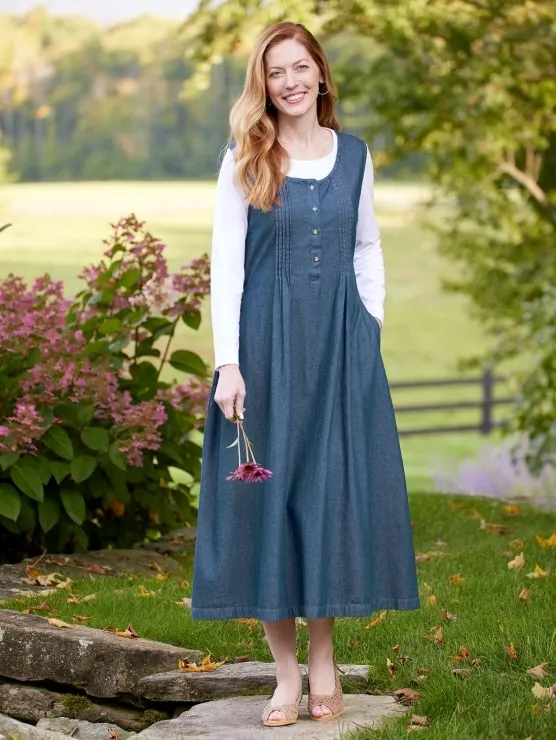 Denim Pintuck Jumper