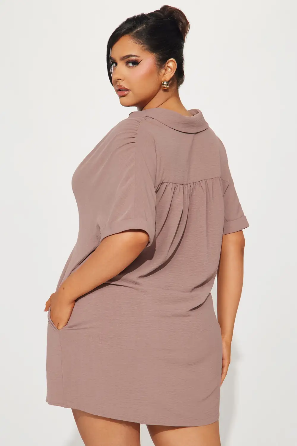 Amelia Mini Shirt Dress - Mocha