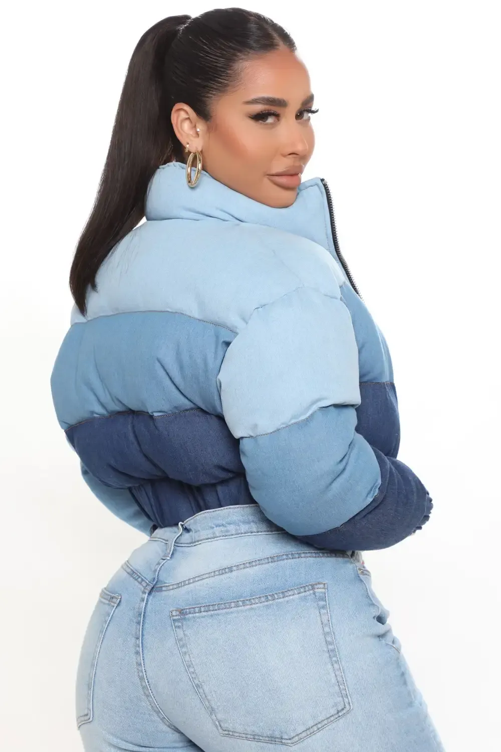 Stay In Your Lane Puffer Jacket - Blue/combo