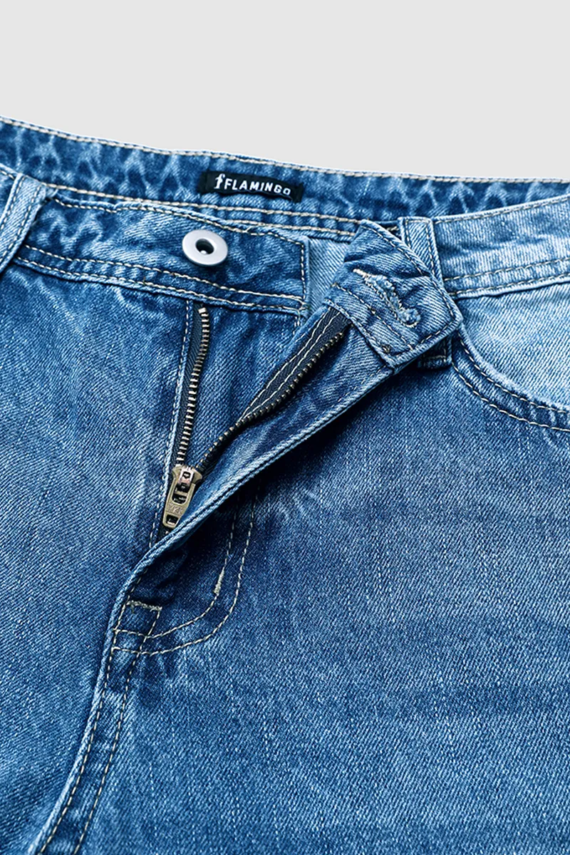 Ripped Raw Hem Mid Rise Straight Leg Cropped Jeans