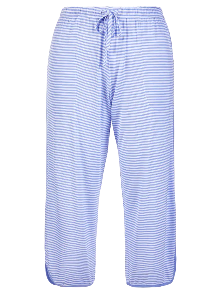 Ella Simone Women's Fresh Stripes Cooling Capri Pajama Set