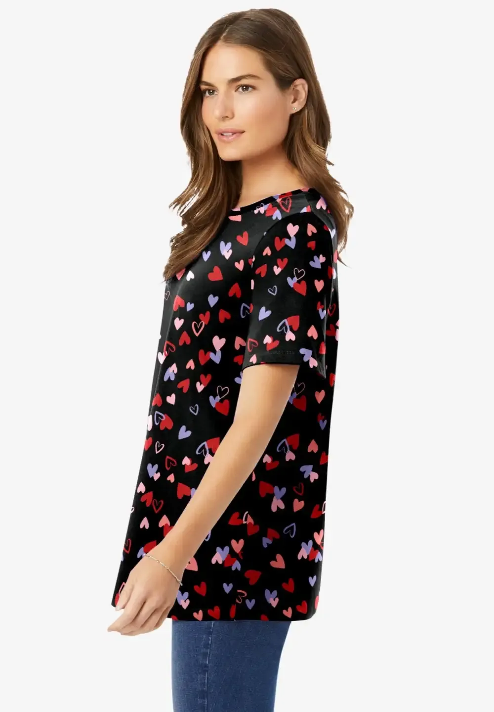Perfect Printed Short-Sleeve Crewneck Tee