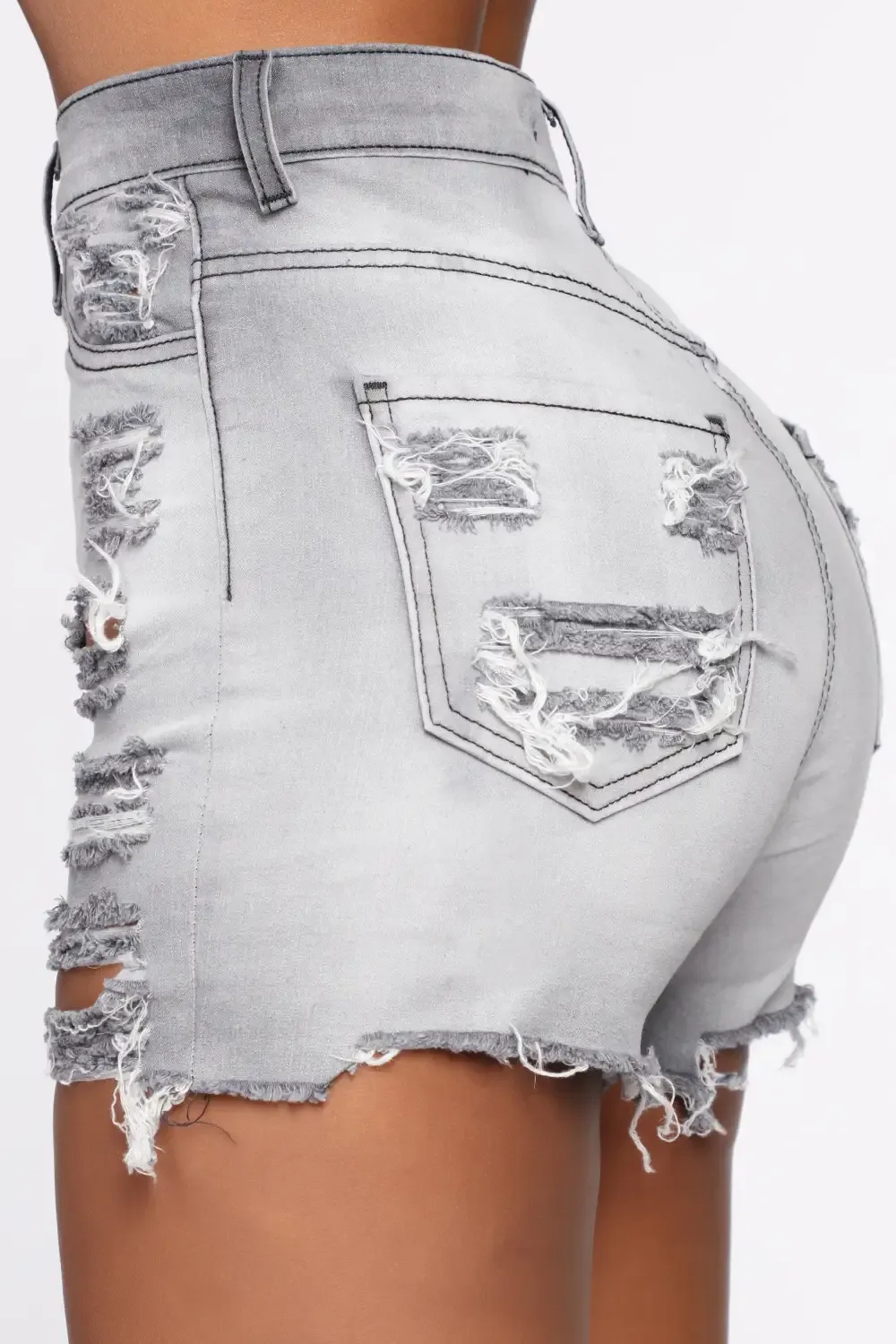 Keep In Touch Distressed Shorts - Grey