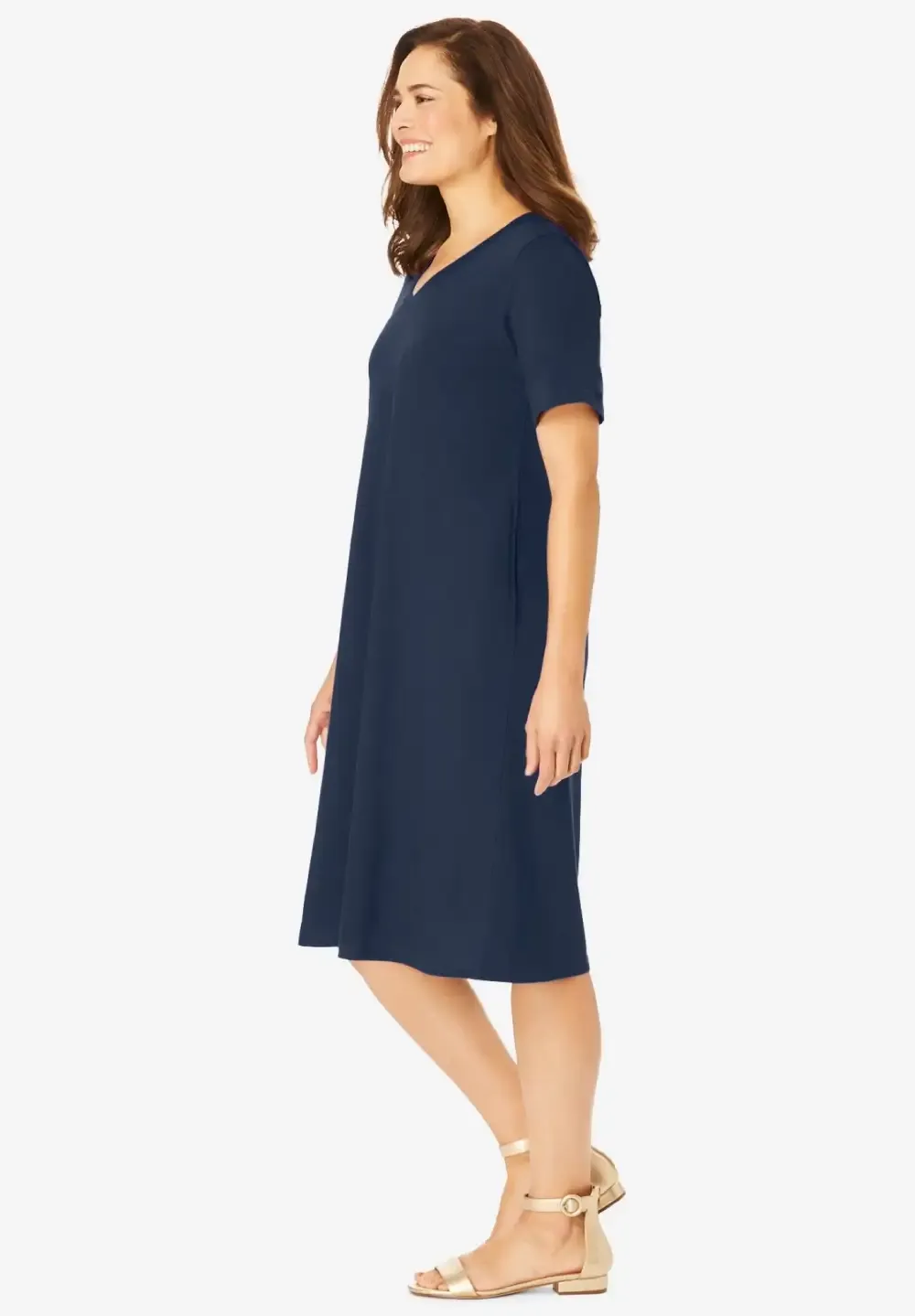 Perfect Short-Sleeve V-Neck Tee Dress