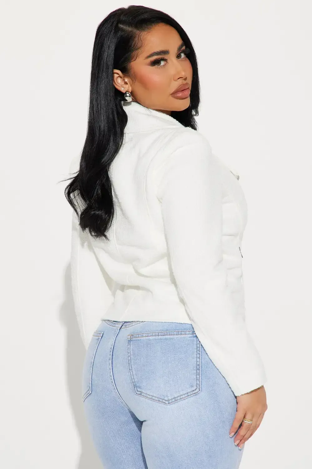 Lana Tweed Moto Jacket - White