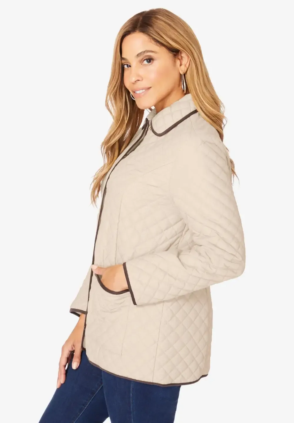 Snap-Front Quilted Coat