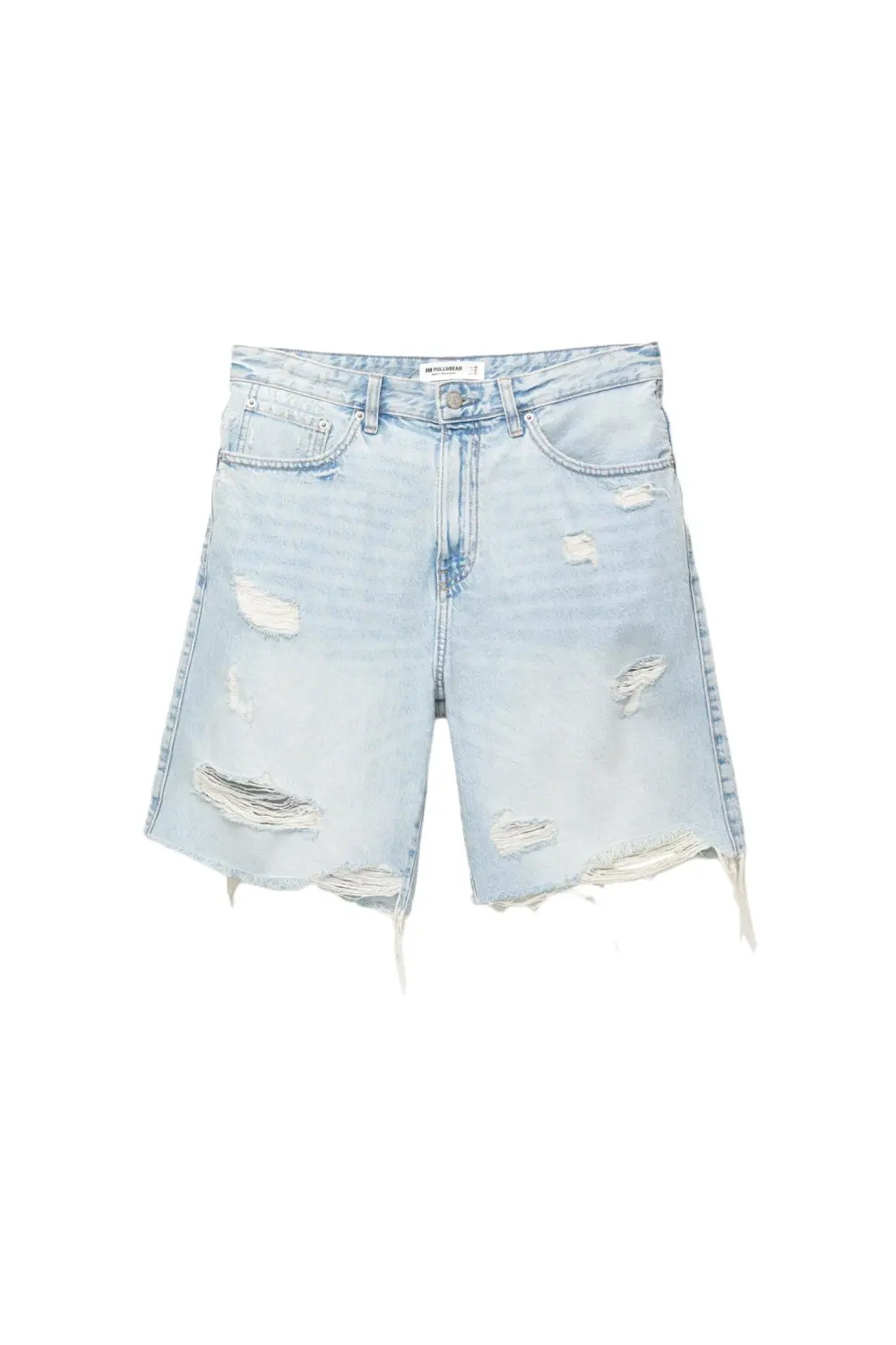 Ripped denim Bermuda shorts