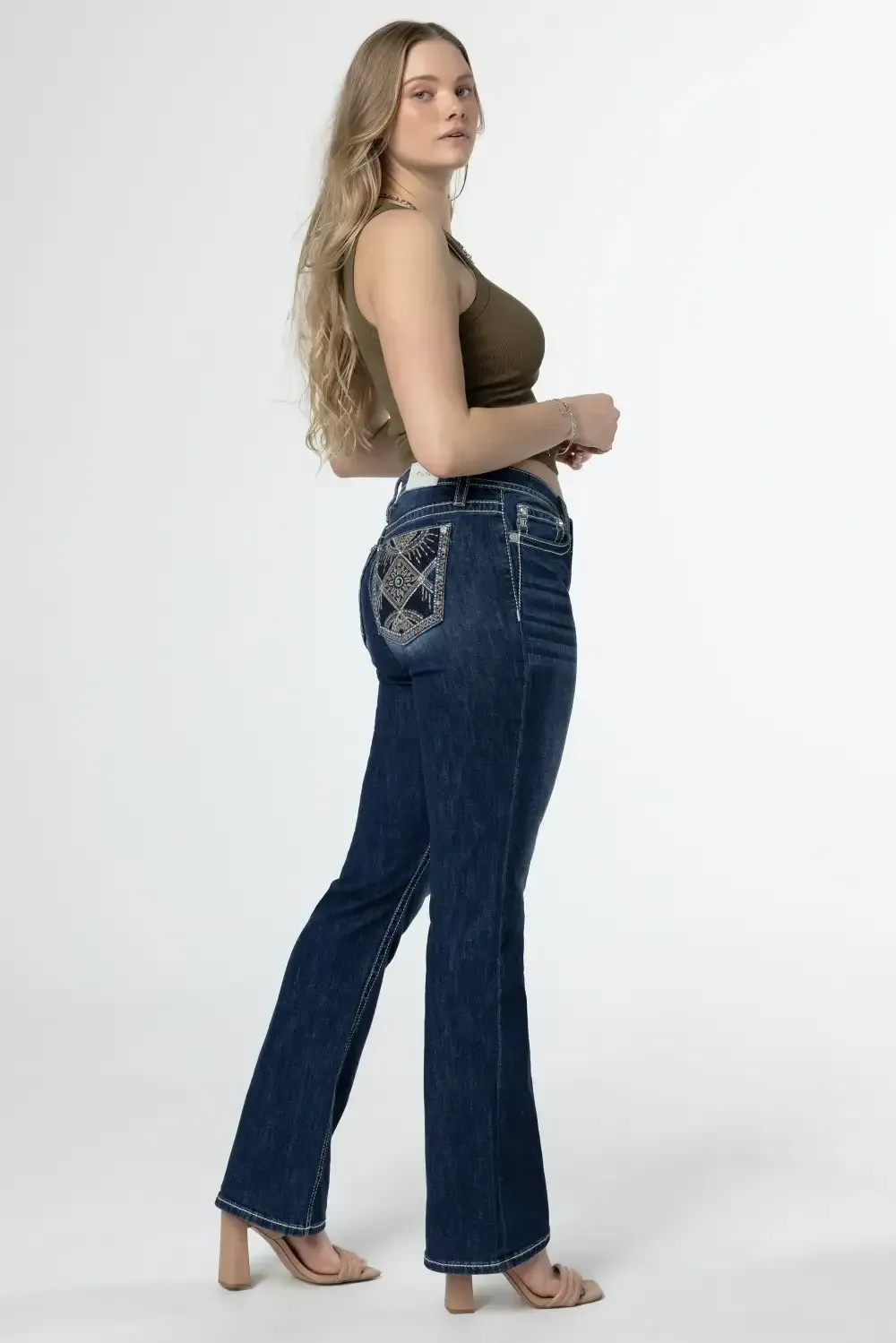 Floral Scene Bootcut Jeans