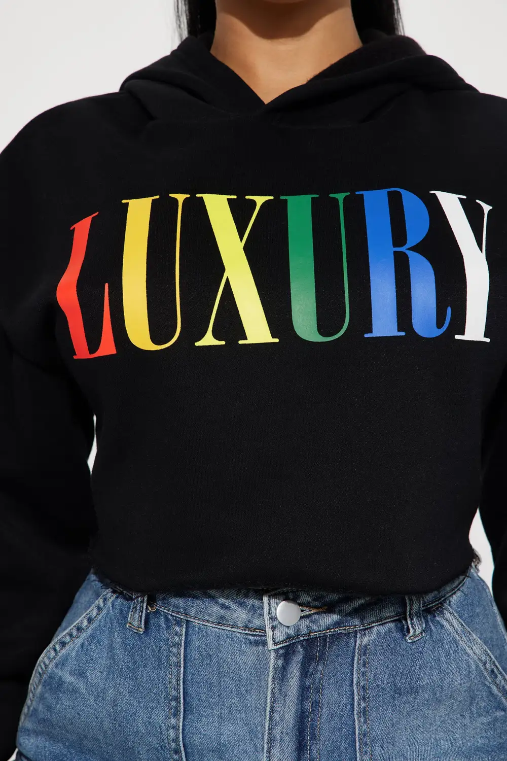 Luxury Cropped Hoodie - Black