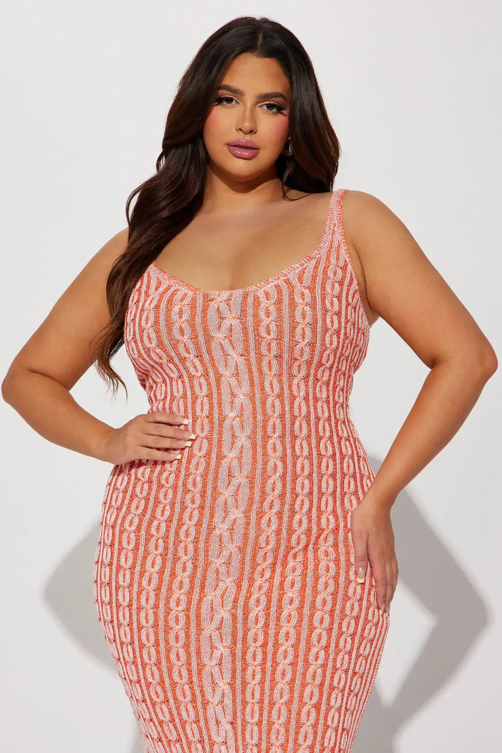 Mizuka Sweater Midi Dress - Orange