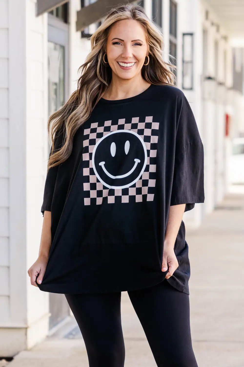 Only Smiles Boyfriend Tee, Black