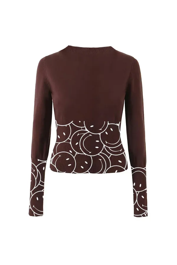 Minimalist Rib Knit Crew Neck Long Sleeve Button Up Fitted Crop Cardigan