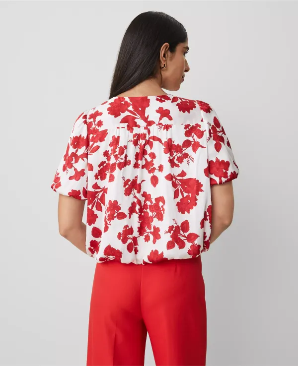 Tropical Bubble Hem Wrap Blouse