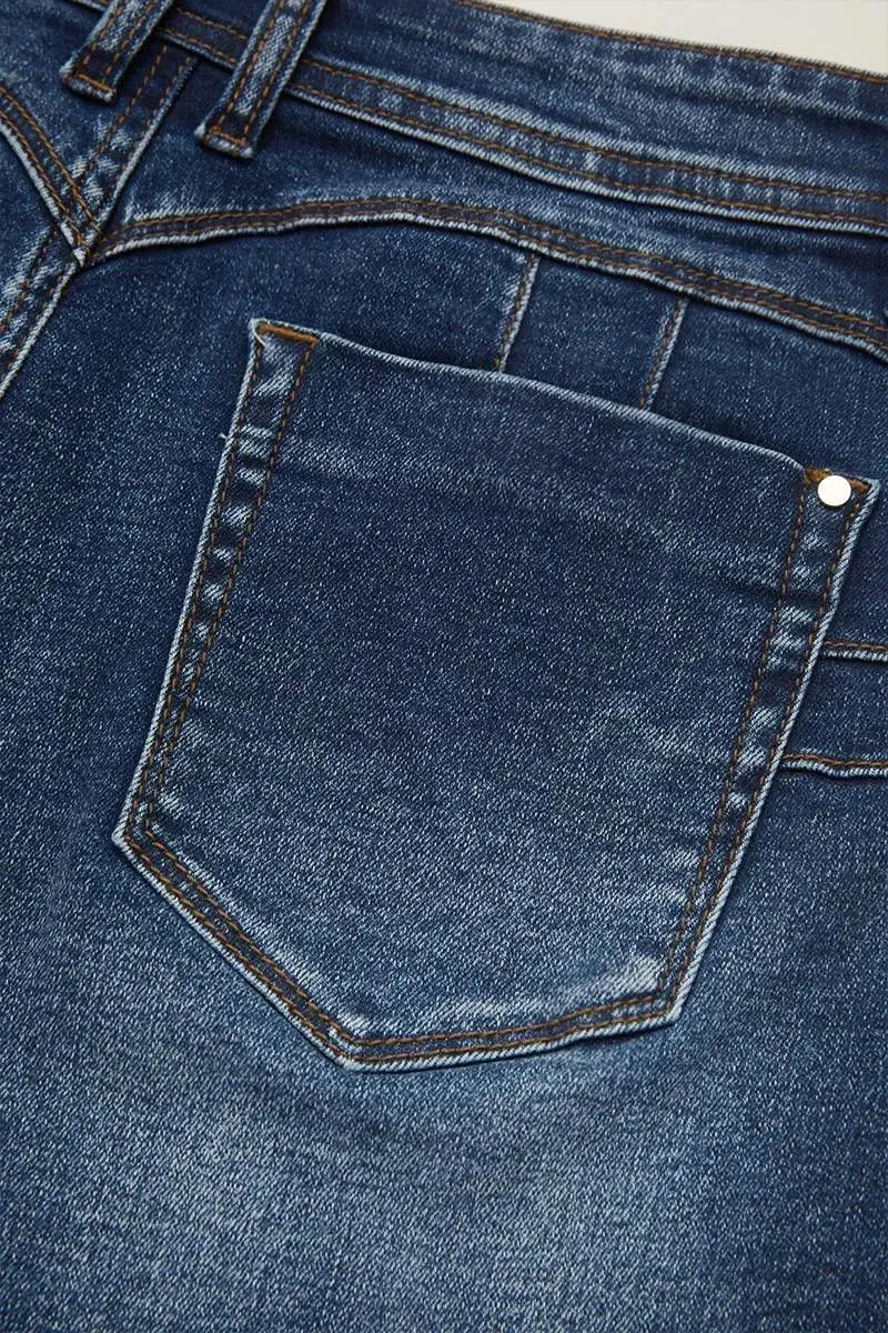 Raw Hem Button Fly High Rise Denim Shorts