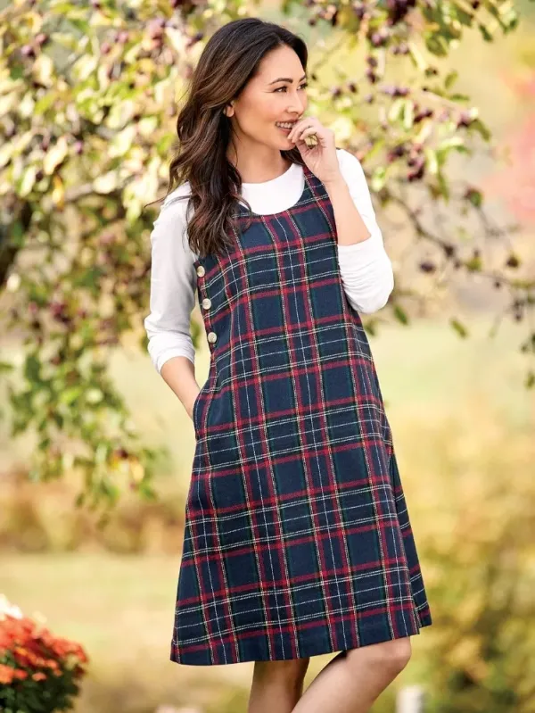 Tartan Side-Button Jumper