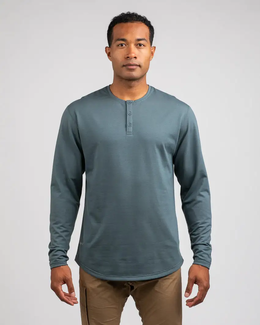 Henley Drop-Cut Long Sleeve: Bylt Signature