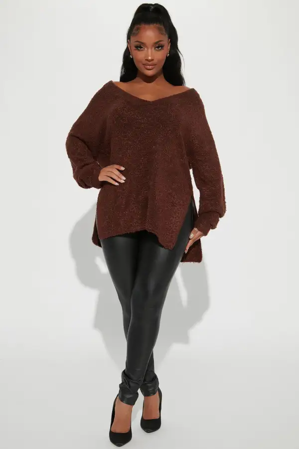 Get Your Knit Together Oversized Sweater - Brown
