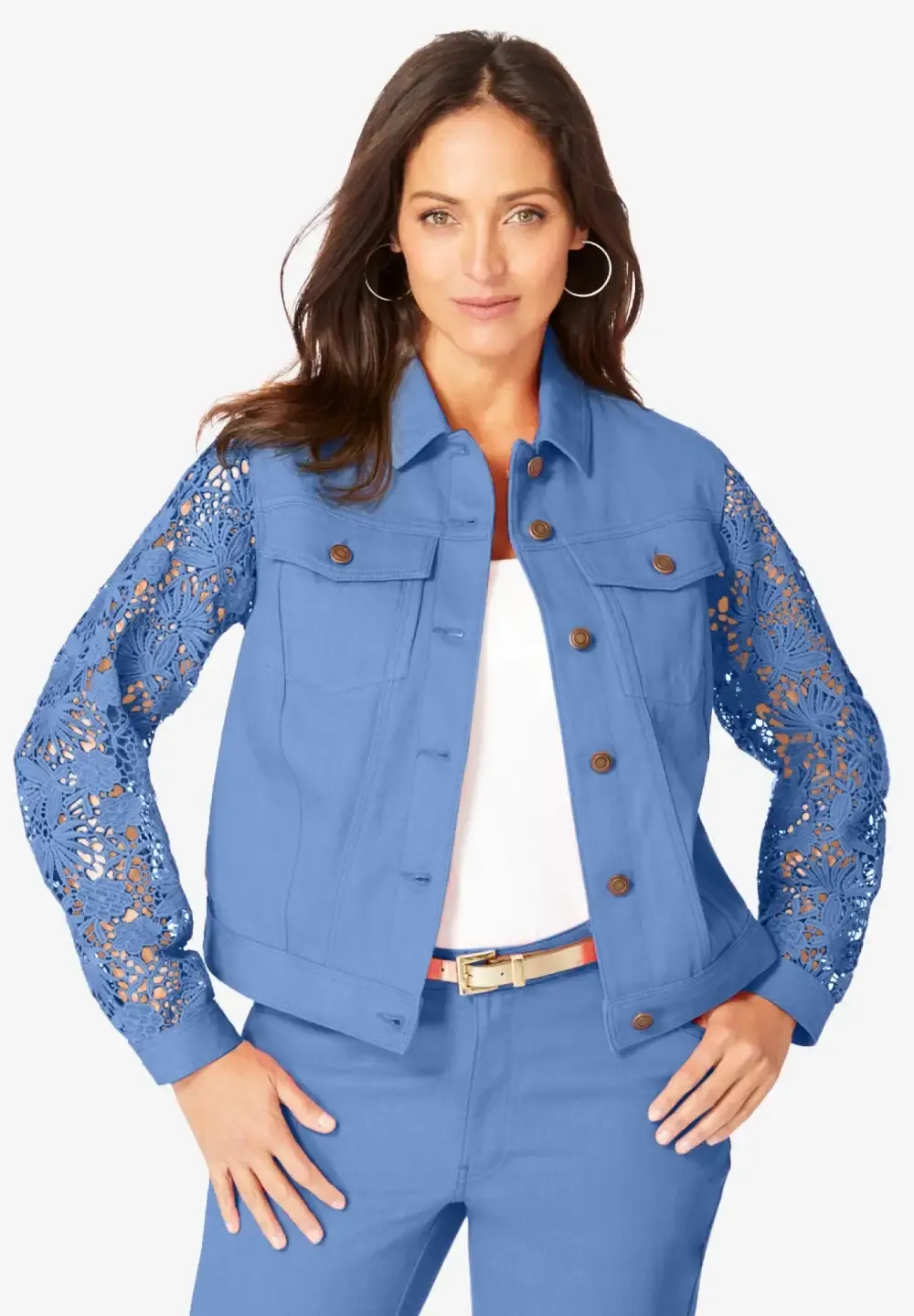 Lace Sleeve Denim Jacket