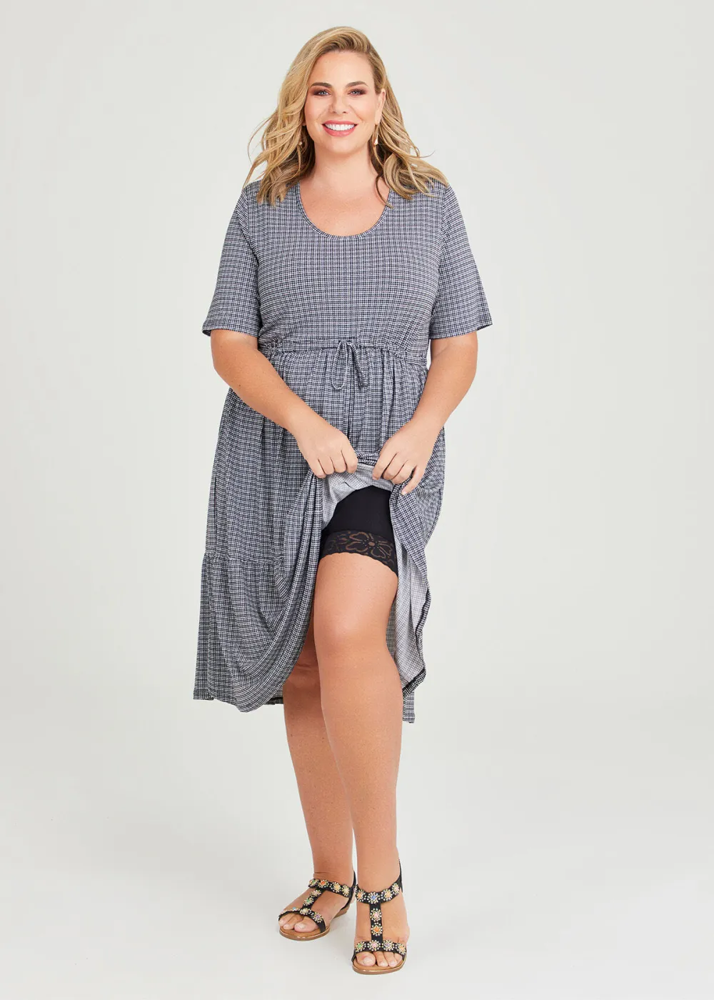 Mini Check Tier Dress