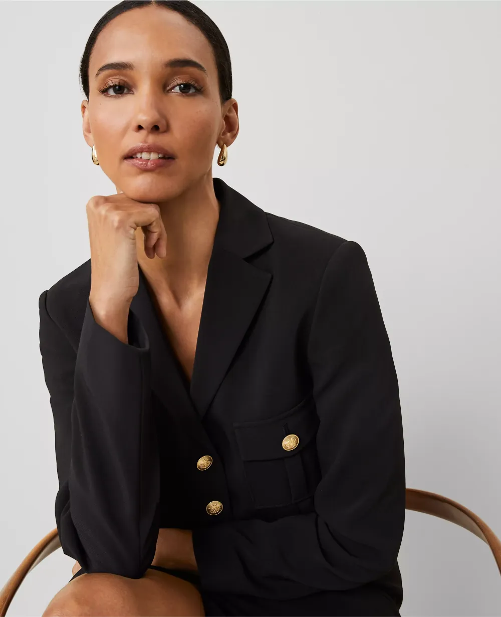 The Military Blazer Jacket in Fluid Crepe