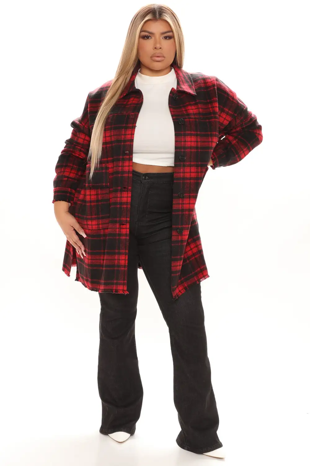 Never Plaid It So Good Shirt Jacket - Red