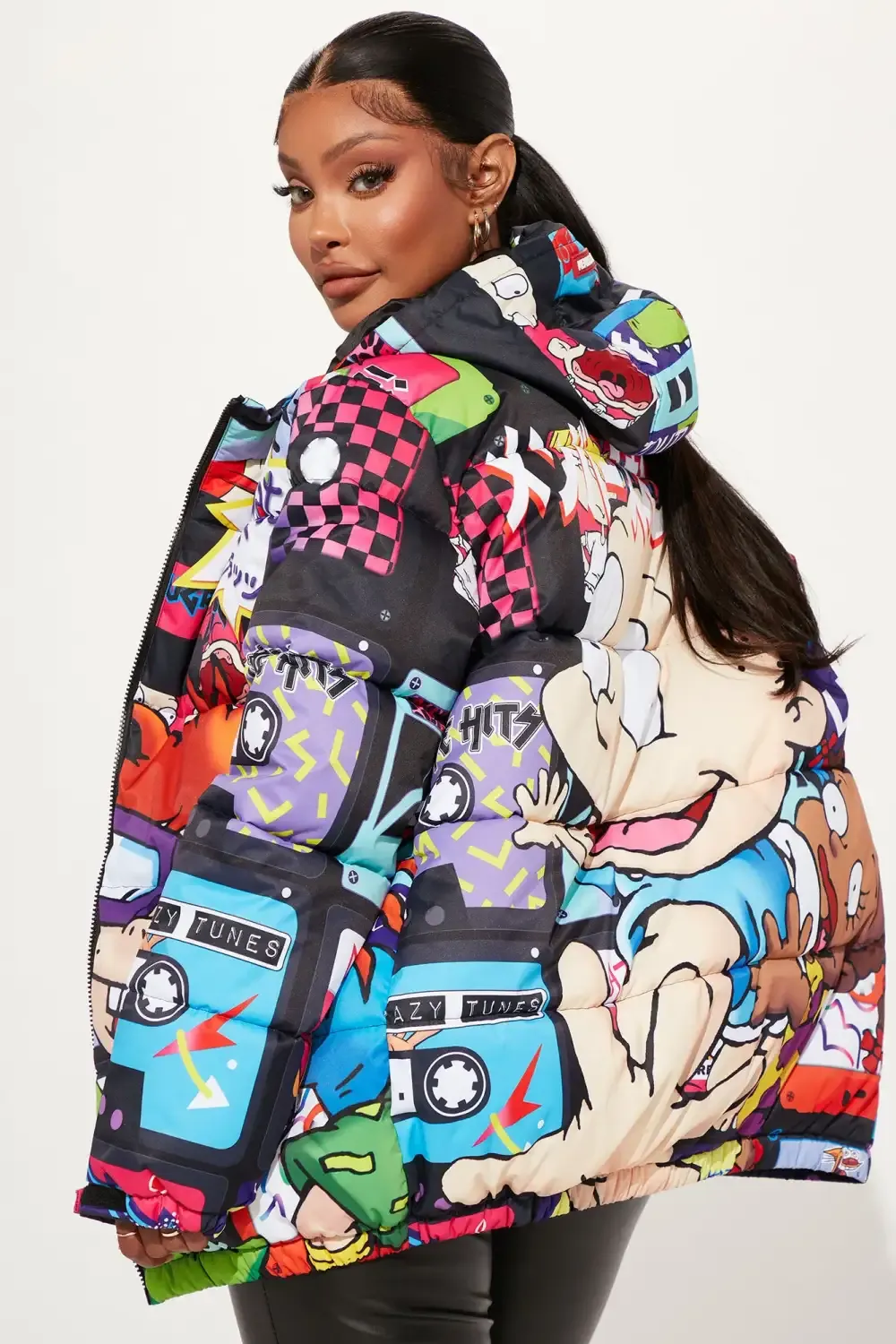 Rugrats Puffer Jacket - Black/combo