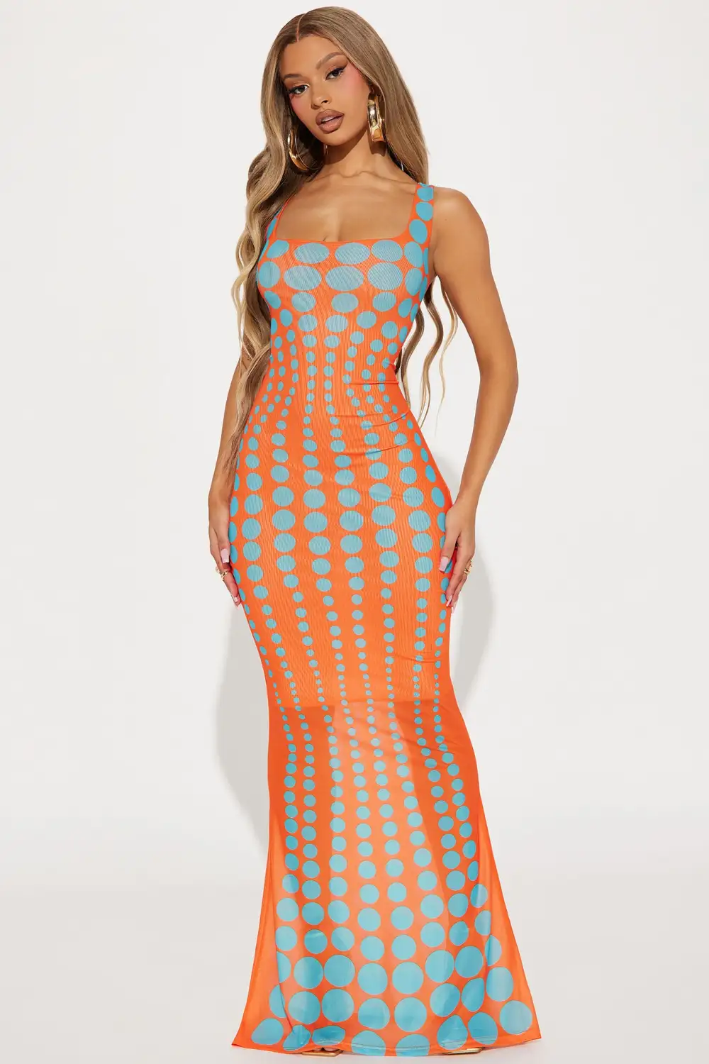 A Sight Mesh Maxi Dress - Orange