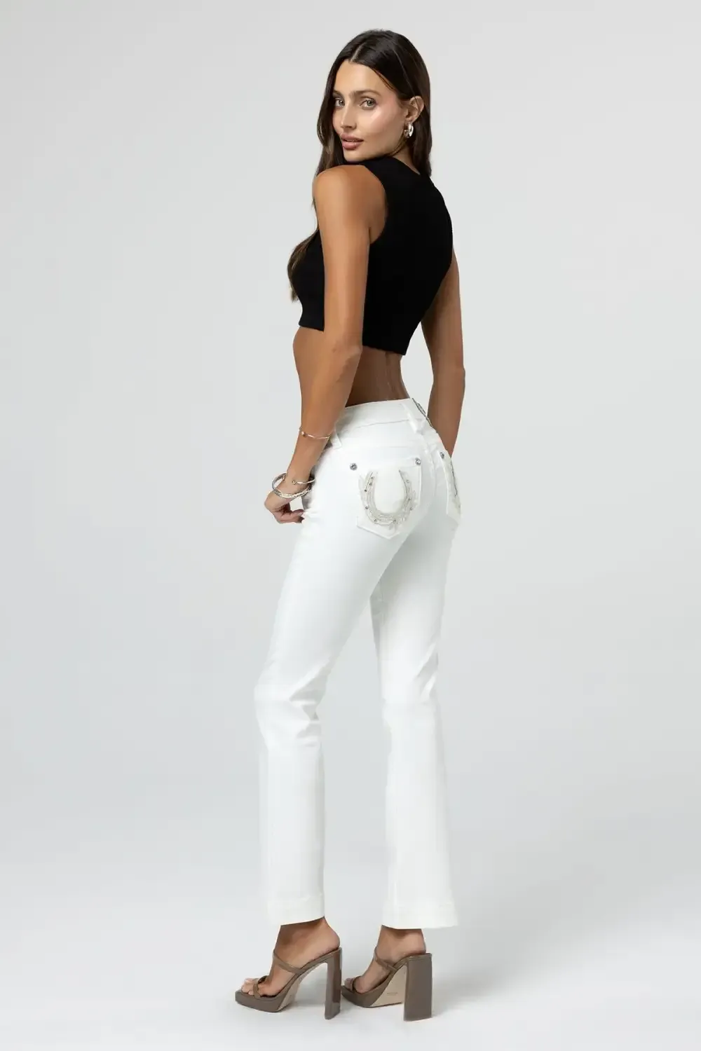 White Horseshoe Bootcut Jeans
