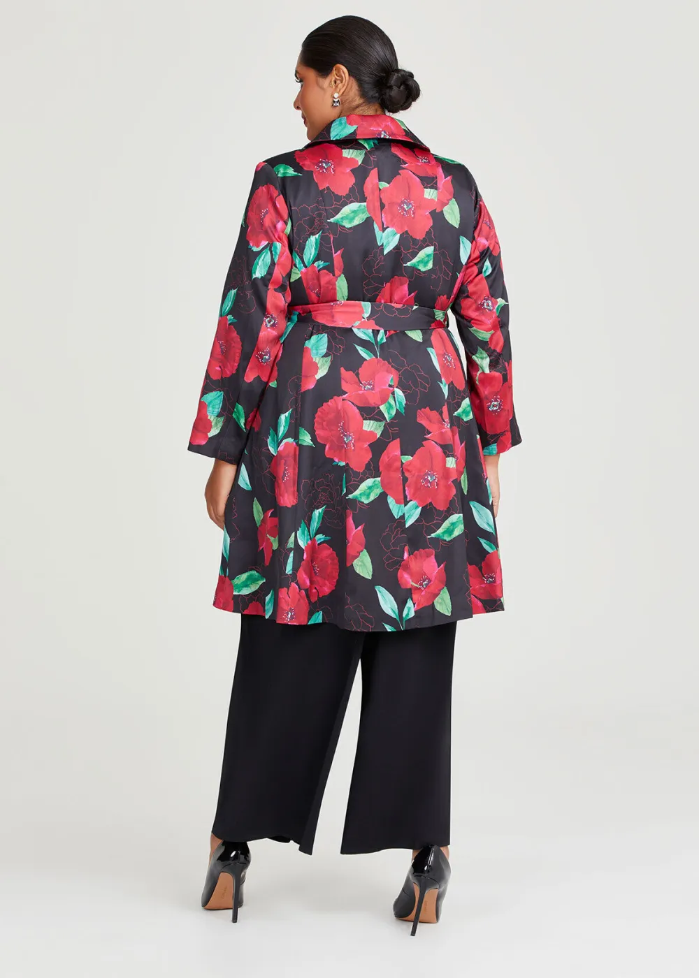 Poppy Satin Evening Coat