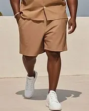 Big & Tall Men's Gradient Coconut Tree Print Shirt and Shorts Suit