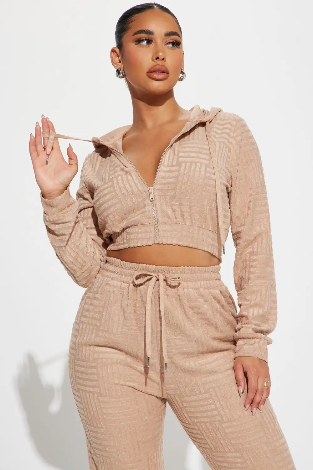 Stay Focused French Terry Jogger Set - Taupe