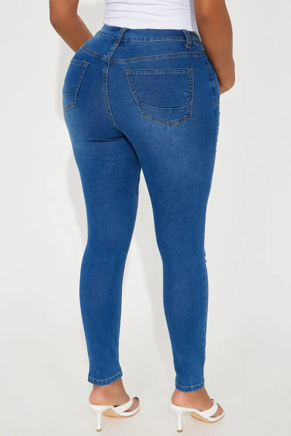 One And Done High Rise Ripped Skinny Jeans - Medium Wash