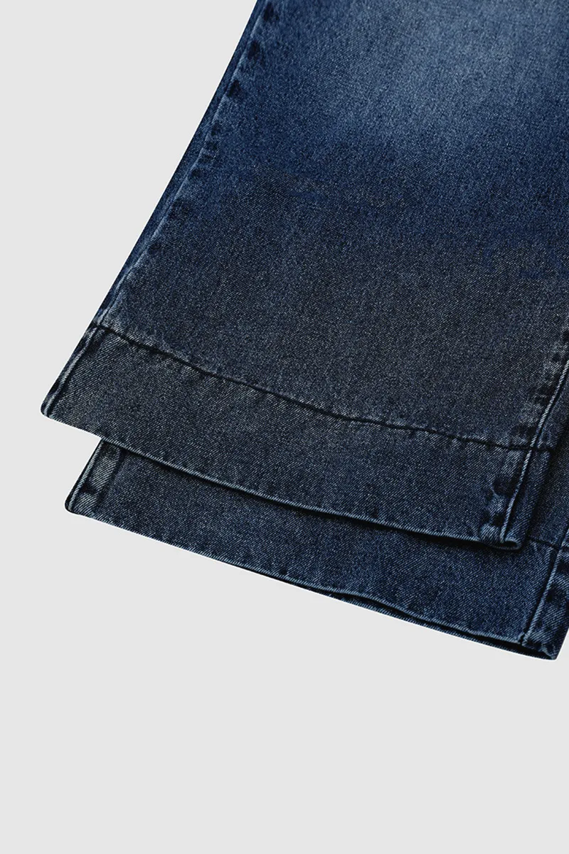 Slant Pocket Mid Waist Wide Leg Crop Jeans