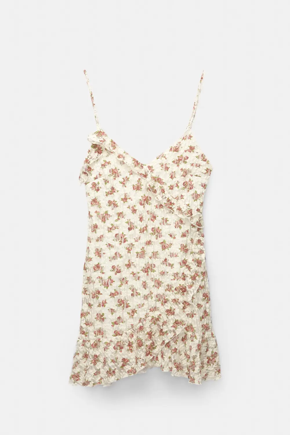 Vestido corto flores encaje
