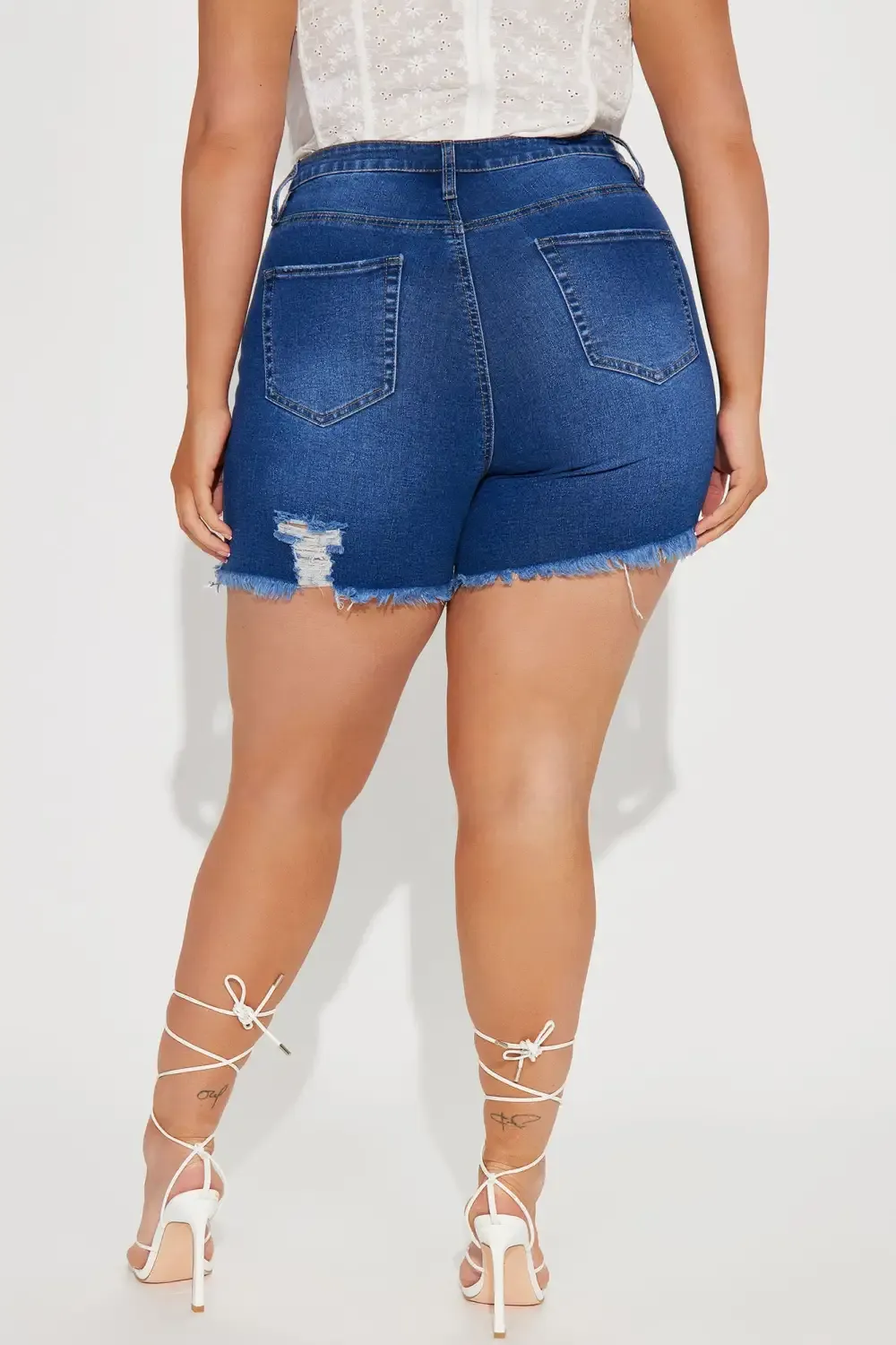 In Control Stretch Cut Off Denim Shorts - Dark Wash