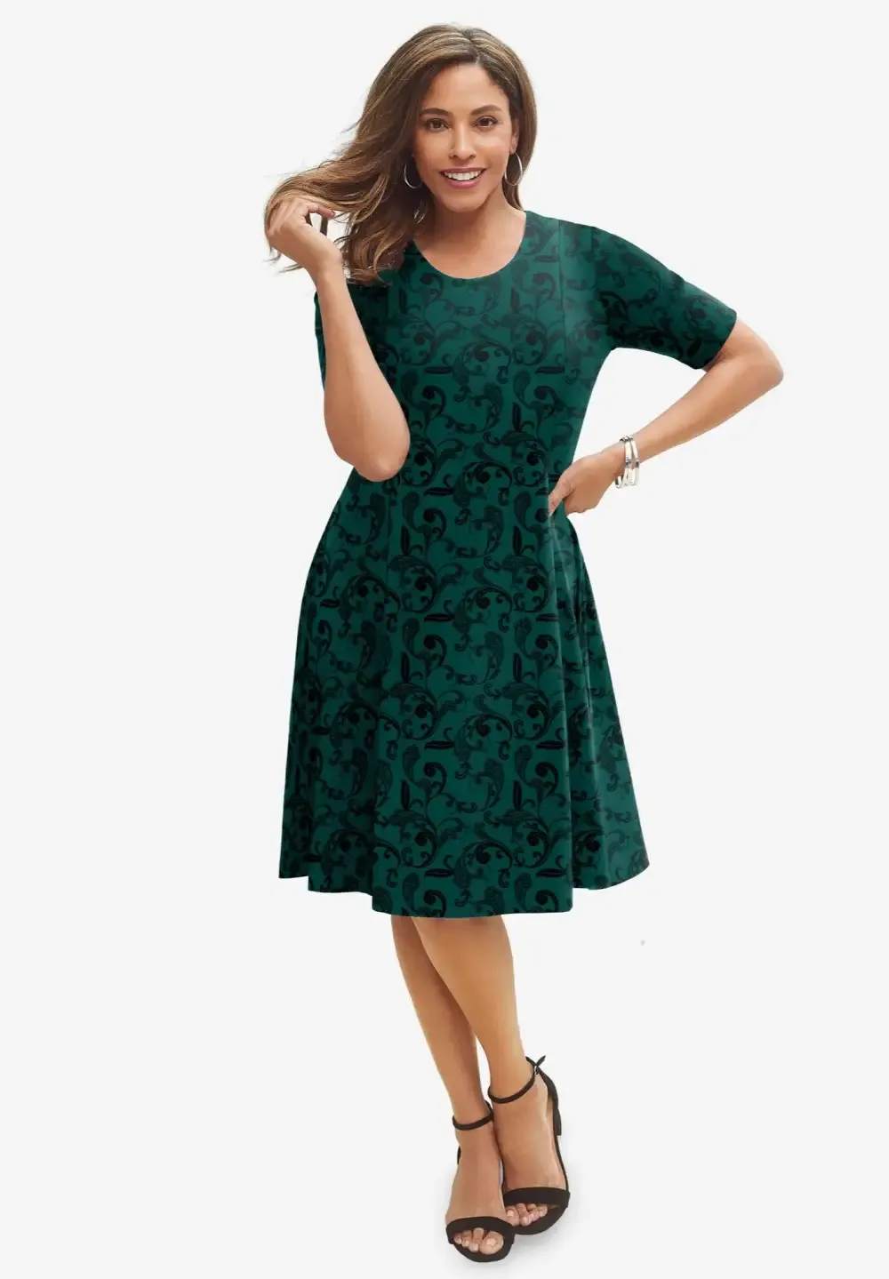 Stretch Ponte Flare Dress