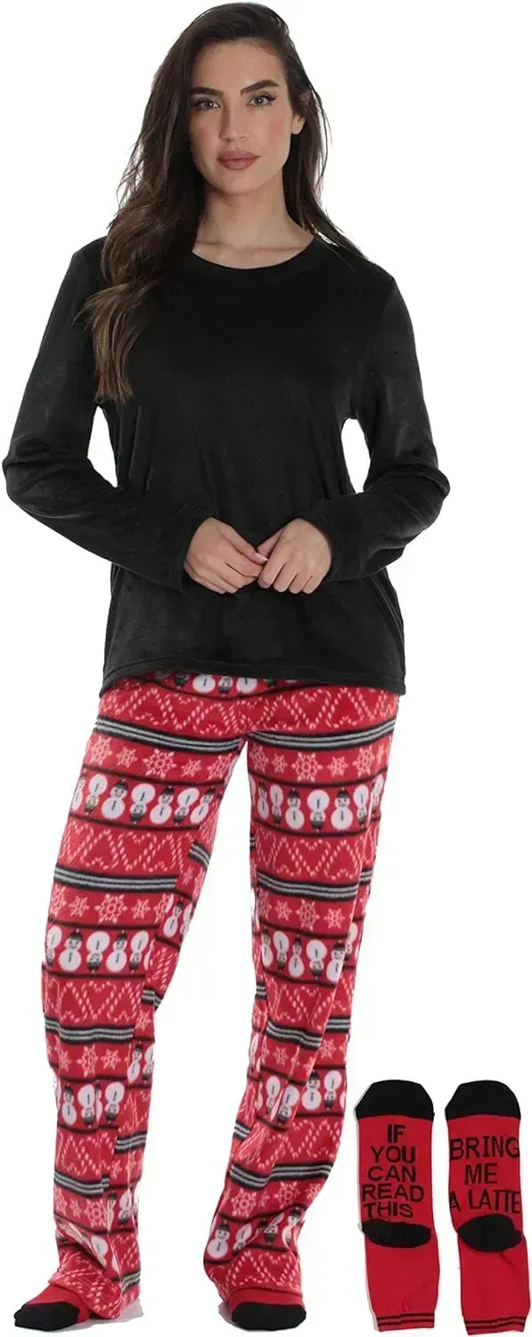 Women’s Pajama Pant Set - Nightgown with Matching Socks